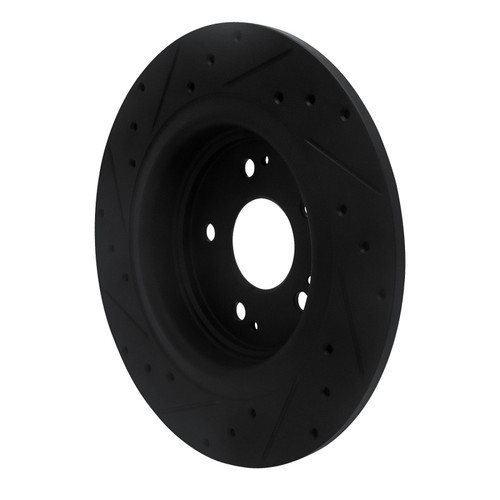 R1 17-20 Acura MDX Rear Right Drilled & Slotted Black Brake Rotor