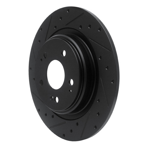 R1 17-20 Acura MDX Rear Left Drilled & Slotted Black Brake Rotor