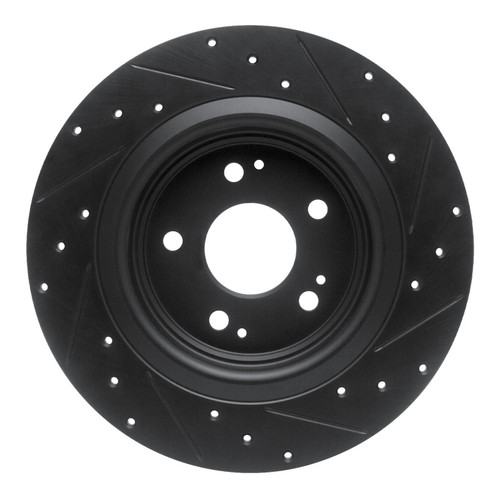 R1 17-20 Acura MDX Rear Left Drilled & Slotted Black Brake Rotor