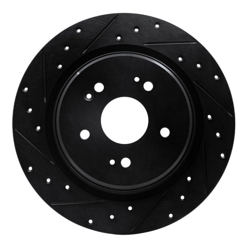 R1 15-25 Acura TLX Rear Left Drilled & Slotted Black Brake Rotor