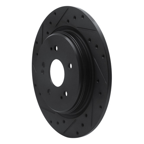 R1 15-25 Acura TLX Rear Left Drilled & Slotted Black Brake Rotor