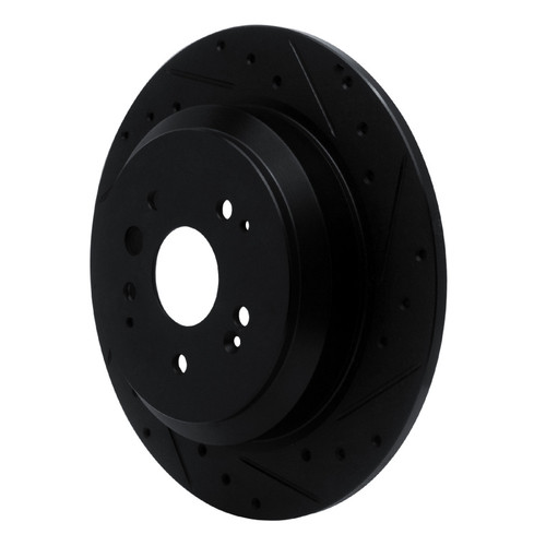 R1 14-16 Acura MDX Rear Right Drilled & Slotted Black Brake Rotor