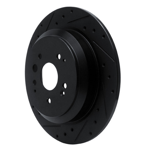 R1 14-16 Acura MDX Rear Left Drilled & Slotted Black Brake Rotor