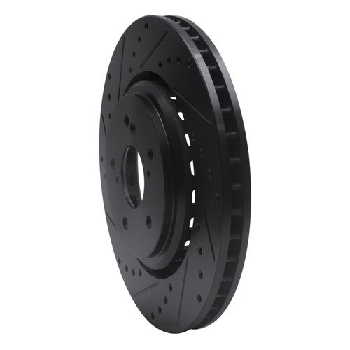 R1 14-20 Acura TLX Front Left Drilled & Slotted Black Brake Rotor