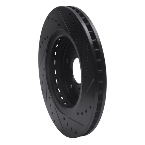 R1 14-20 Acura TLX Front Left Drilled & Slotted Black Brake Rotor