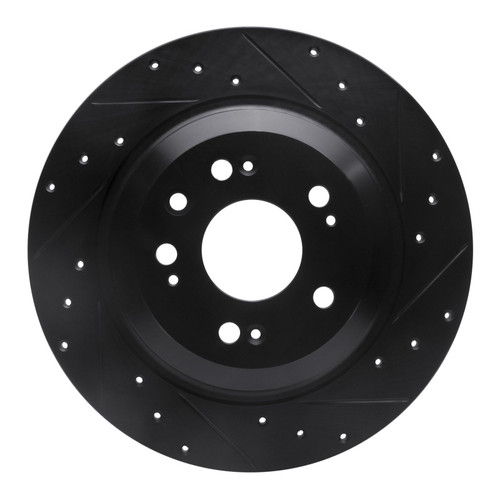 R1 09-14 Acura TL Rear Right Drilled & Slotted Black Brake Rotor