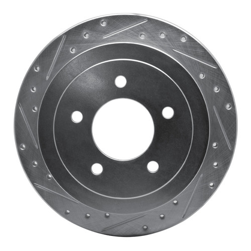 R1 97-04 Ford Expedition Rear Left Drilled & Slotted Silver Brake Rotor