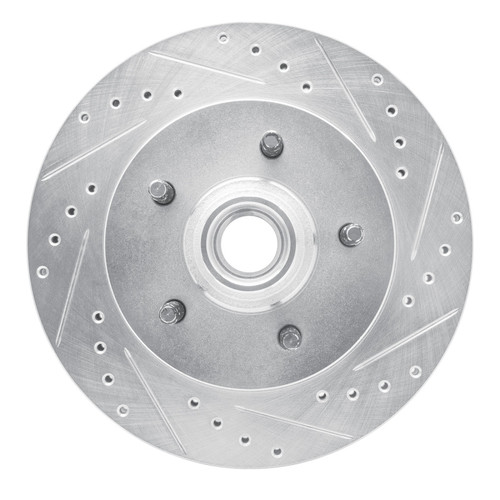 R1 99-04 Ford Expedition Front Right Drilled & Slotted Silver Brake Rotor