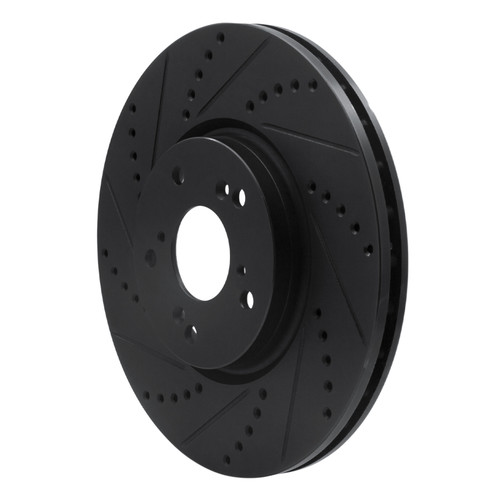 R1 04-08 Acura TL Front Left Drilled & Slotted Black Brake Rotor