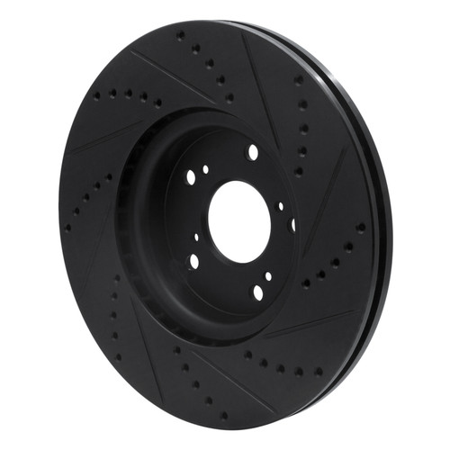 R1 04-08 Acura TL Front Left Drilled & Slotted Black Brake Rotor
