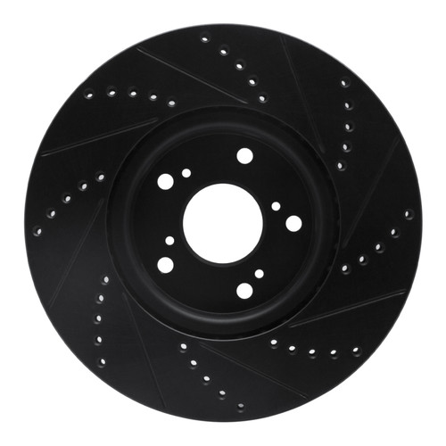 R1 04-08 Acura TL Front Left Drilled & Slotted Black Brake Rotor