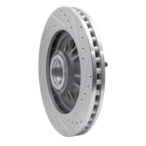 R1 99-04 Ford Expedition Front Left Drilled & Slotted Silver Brake Rotor