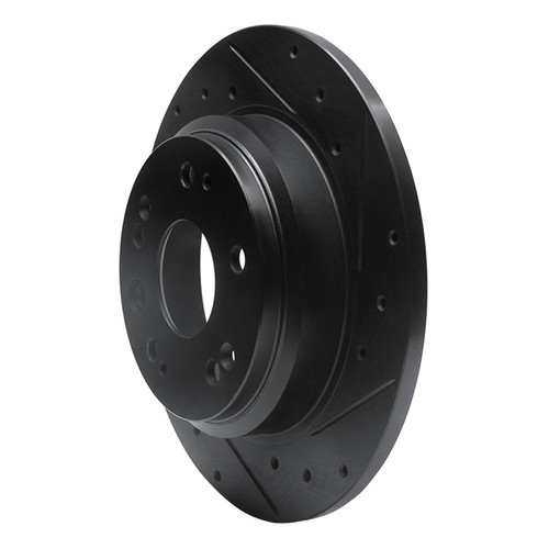 R1 02-04 Acura RL Rear Right Drilled & Slotted Black Brake Rotor