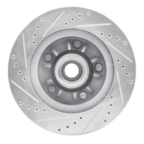 R1 00-04 Ford F-150 RWD Front Right Drilled & Slotted Silver Brake Rotor