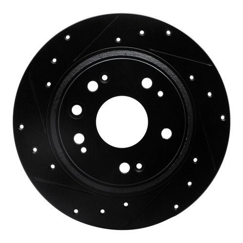 R1 02-04 Acura RL Rear Left Drilled & Slotted Black Brake Rotor