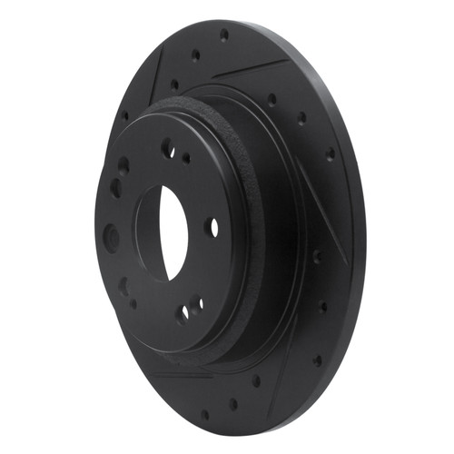 R1 02-04 Acura RL Rear Left Drilled & Slotted Black Brake Rotor