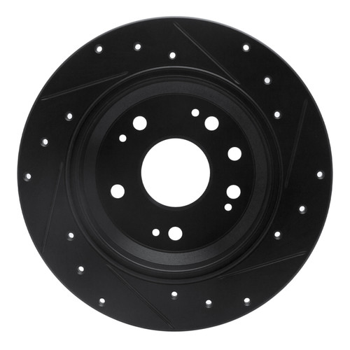 R1 02-04 Acura RL Rear Left Drilled & Slotted Black Brake Rotor