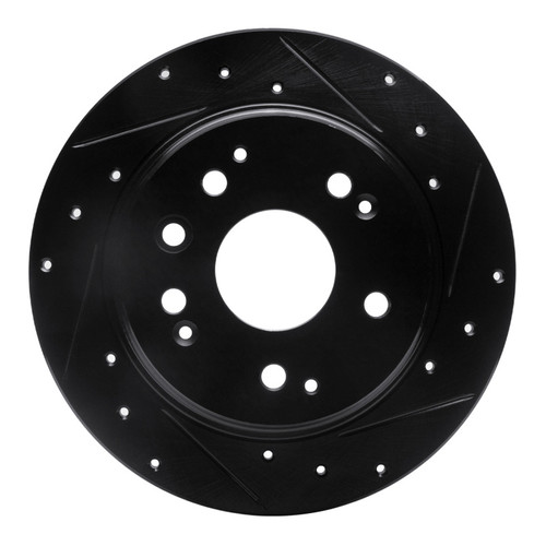 R1 01-03 Acura CL Rear Right Drilled & Slotted Black Brake Rotor