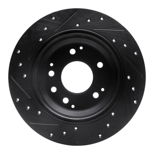 R1 99-01 Acura RL Rear Right Drilled & Slotted Black Brake Rotor
