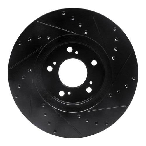 R1 99-04 Acura RL Front Left Drilled & Slotted Black Brake Rotor