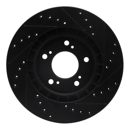 R1 97-05 Acura NSX Front Left Drilled & Slotted Black Brake Rotor