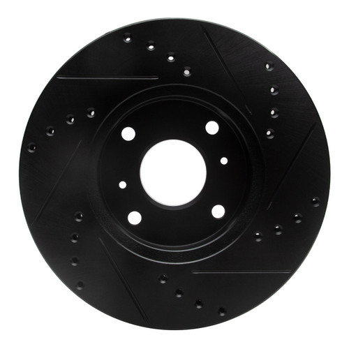 R1 98-99 Acura CL Front Left Drilled & Slotted Black Brake Rotor