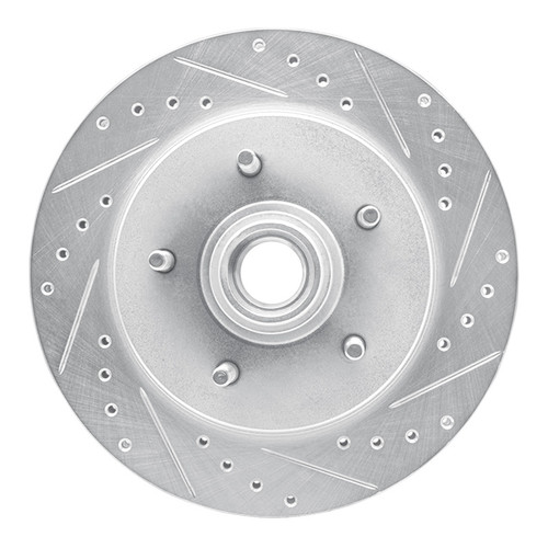 R1 97-00 Ford F-150 RWD Front Right Drilled & Slotted Silver Brake Rotor