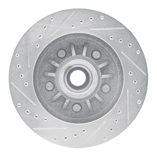 R1 97-00 Ford F-150 RWD Front Right Drilled & Slotted Silver Brake Rotor
