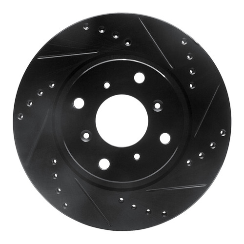R1 87-90 Acura Legend Front Right Drilled & Slotted Black Brake Rotor
