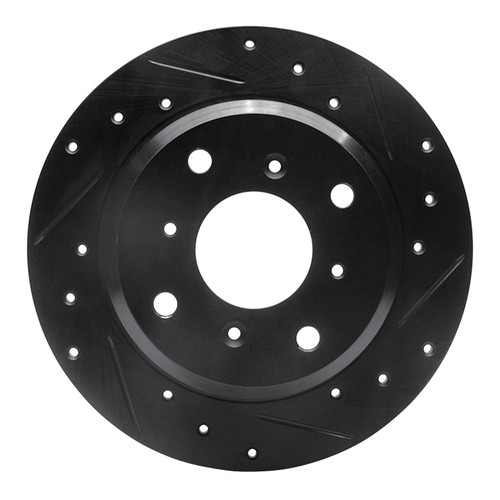 R1 87-90 Acura Legend Rear Right Drilled & Slotted Black Brake Rotor
