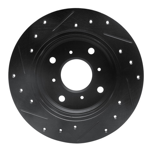 R1 87-90 Acura Legend Rear Right Drilled & Slotted Black Brake Rotor