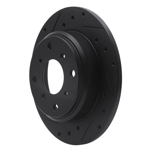 R1 87-90 Acura Legend Rear Left Drilled & Slotted Black Brake Rotor