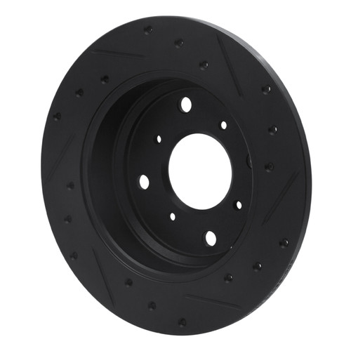 R1 87-90 Acura Legend Rear Left Drilled & Slotted Black Brake Rotor