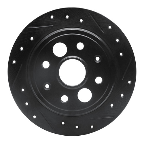 R1 86-89 Acura Integra Rear Right Drilled & Slotted Black Brake Rotor