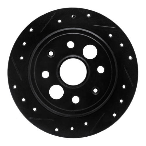 R1 86-89 Acura Integra Rear Left Drilled & Slotted Black Brake Rotor