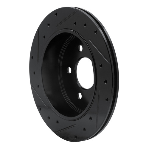 R1 03-11 Ford Crown Victoria Rear Right Drilled & Slotted Black Brake Rotor