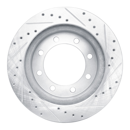 R1 95-99 Ford F-350 4WD (Excl Super Duty) Front Left Drilled & Slotted Silver Brake Rotor