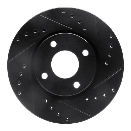 R1 98-04 Ford Contour Front Right Drilled & Slotted Black Brake Rotor