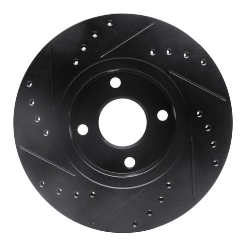R1 98-04 Ford Contour Front Right Drilled & Slotted Black Brake Rotor
