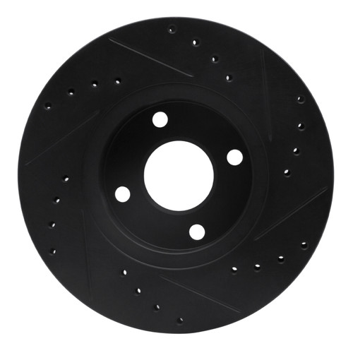 R1 98-04 Ford Contour Front Left Drilled & Slotted Black Brake Rotor