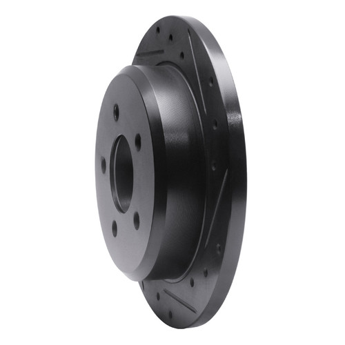 R1 96-02 Ford Crown Victoria Rear Right Drilled & Slotted Black Brake Rotor