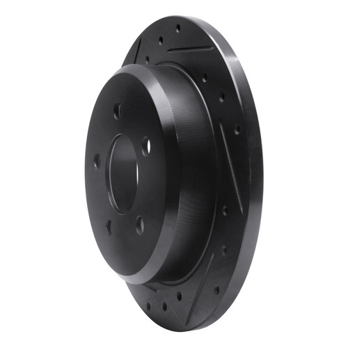 R1 96-02 Ford Crown Victoria Rear Left Drilled & Slotted Black Brake Rotor