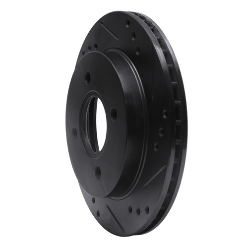 R1 95-04 Ford Contour Rear Right Drilled & Slotted Black Brake Rotor