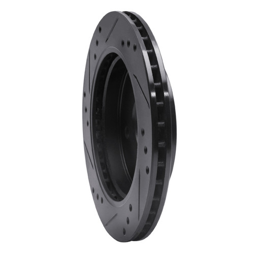 R1 95-04 Ford Contour Rear Right Drilled & Slotted Black Brake Rotor