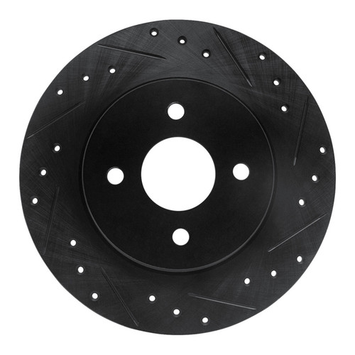 R1 02-04 Ford Focus Rear Right Drilled & Slotted Black Brake Rotor