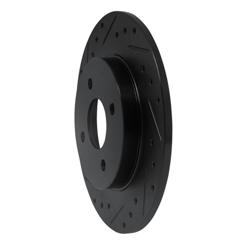 R1 02-04 Ford Focus Rear Left Drilled & Slotted Black Brake Rotor