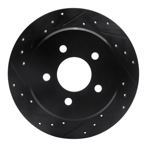 R1 91-95 Ford Crown Victoria Rear Left Drilled & Slotted Black Brake Rotor