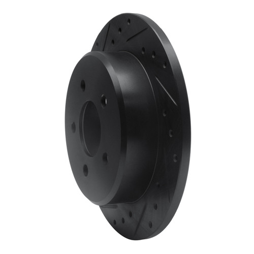 R1 91-95 Ford Crown Victoria Rear Left Drilled & Slotted Black Brake Rotor