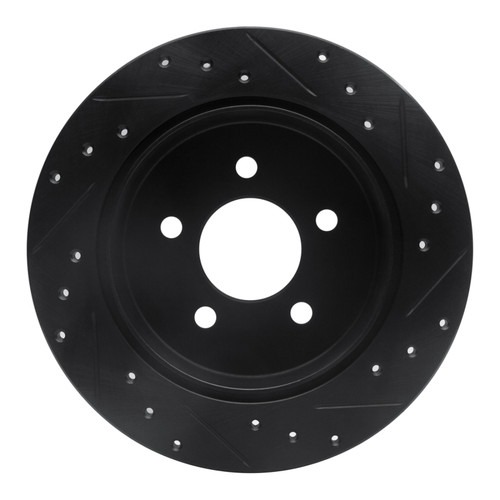 R1 91-95 Ford Crown Victoria Rear Left Drilled & Slotted Black Brake Rotor