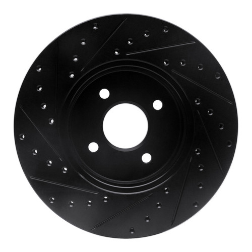 R1 02-04 Ford Focus Front Right Drilled & Slotted Black Brake Rotor